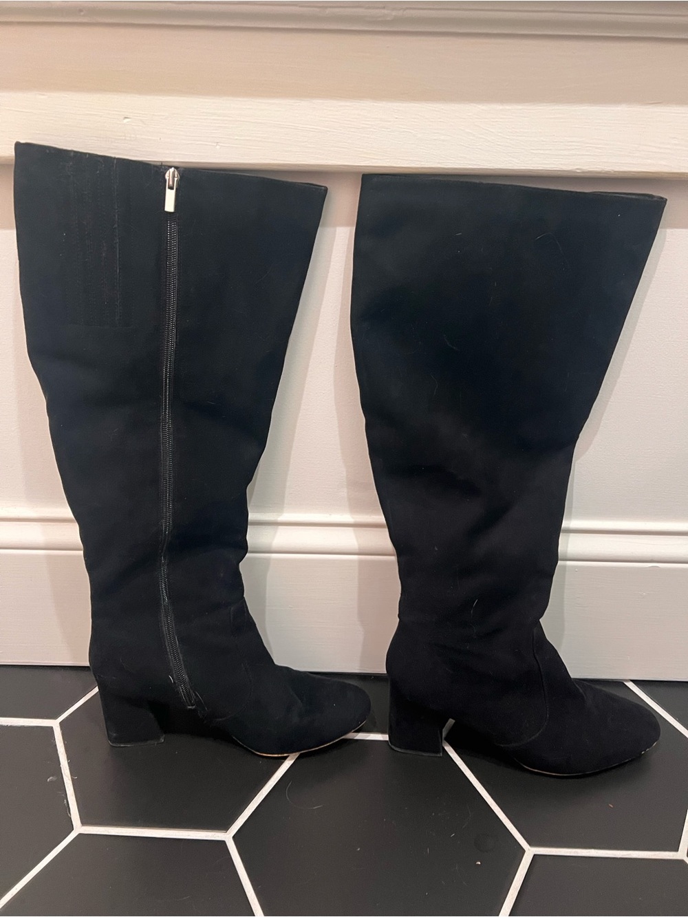 Eloquii Black Knee-High Block Heel Boots